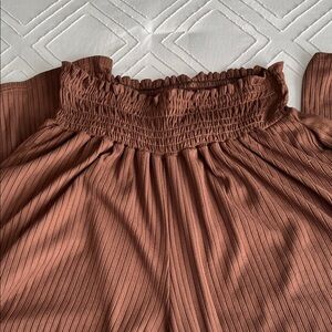 Brown cinch waist band Capri cotton pants